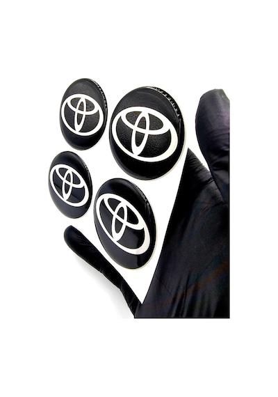 Yeni Nesil Tasarım Damla Sticker Siyah Toyota Jant Göbeği 5.5cm Uyumlu