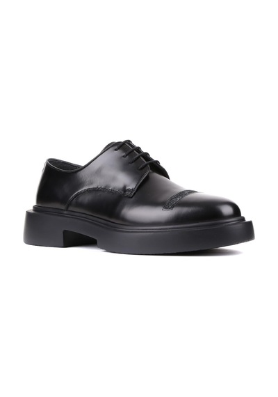 Shoetyle - Siyah Açma Deri Bağcıklı Erkek Klasik Ayakkabı 250-601-879-siyah
