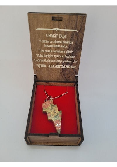 Unakit Taşı Şimşek Desenli Kolye Çok Renkli