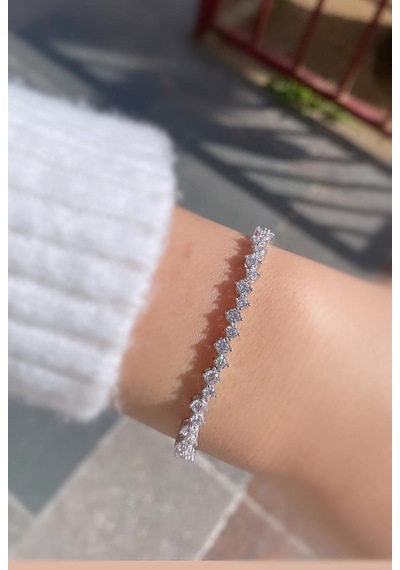 Gümüş 2,5 Mm Ve 3 Mm Taşlı Zikzak Model Su Yolu Bileklik Diğer