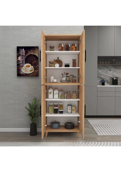 Reyo Home Enda 6 Raflı 4 Kapaklı Çok Amaçlı Dolap Atlantik Çam