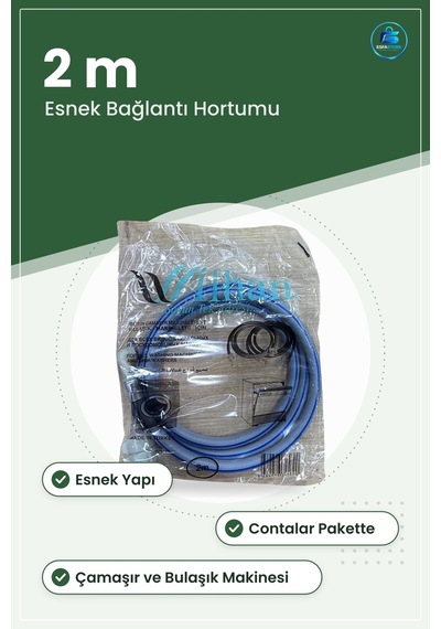 Temiz Su Hortumu 2 M Çamaşır Ve Bulaşık Makinesi Girişi Esnek Mav