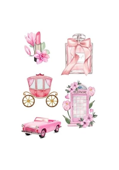 Karışık Pembe Vintage 180 Adet Sticker Seti 10 Sayfa Tek Ebat