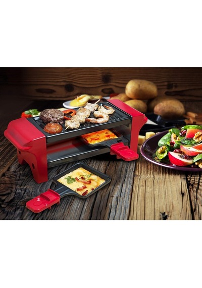 Bestron Mini Raklet 350 W 2 Kişilik Izgara + Yapışmaz Tava + Tahta Spatula