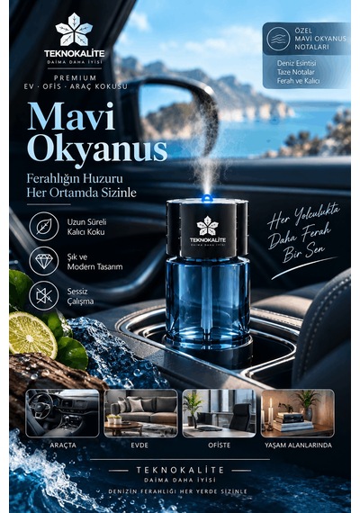 Airmist D5 Ultrasonik Aroma Difüzörü Mavi Okyanus Akıllı Elektronik Koku Makinesi, Araç Ev Ofis İçin Teknokalite