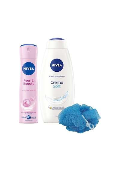 Kadın Sprey Deodorant Pearl&beauty 150ml Ve Creme Soft Kremsi Dokunuş Duş Jeli 750ml, Lif Hediyeli Diğer