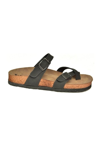 Fox Shoes K777613402 Siyah Süet Parmak Arası Kadın Terlik Siyah-süet Çok Renkli