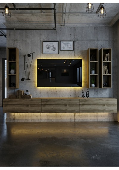 Resital Ledli Duvara Monte Tv Sehpası - Ceviz - W6006-2 Ceviz