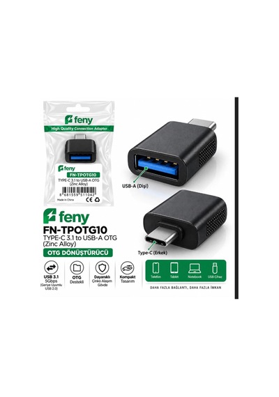 Feny Fn-tpotg10 Type-c 3.1 To Usb-a Çinko Alışımlı Çevirici