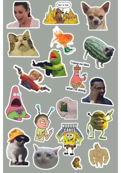 Mizah Meme Funny Temalı Laptop Tablet Telefon Sticker Seti