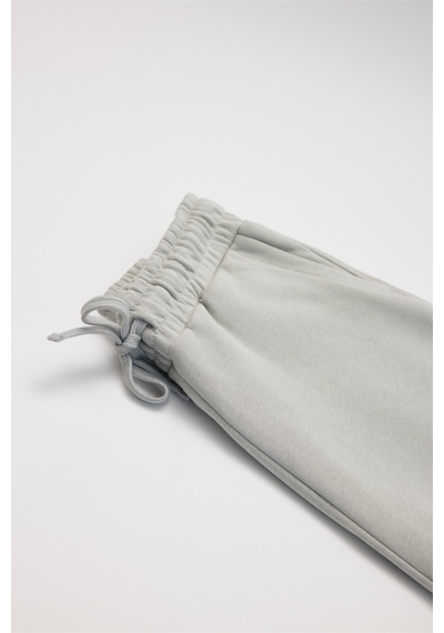 Tudors Unisex Relax Fit Rahat Kesim Şardonlu 3 Cepli Lastikli Jogger Paça Taş Renk Eşofman Altı-32644 Taş