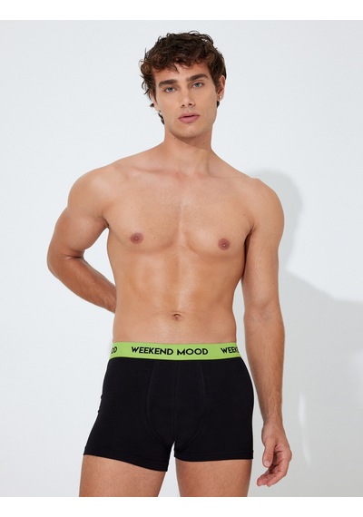 Koton 3'lü Boxer Seti Slogan Baskılı Pamuklu Siyah 5wlm90040mk Siyah