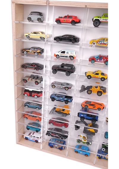 50'li Ahşap Oyuncak Araba Rafı, Duvara Asılabilen Pleksi Raflı Hobi Araba Düzenleyici 50x6x51 Diğer