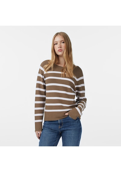 Nautica Kadın Kahverengi Regular Fit Kazak Çizgili 57s114t Kahverengi