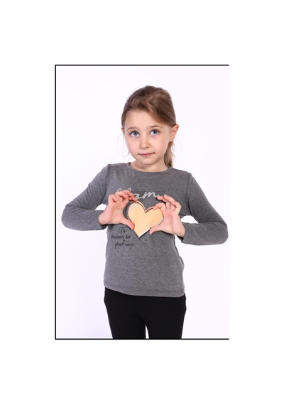 Toontoy Kids Toontoy Kız Çocuk Baskılı Tişört Antrasit