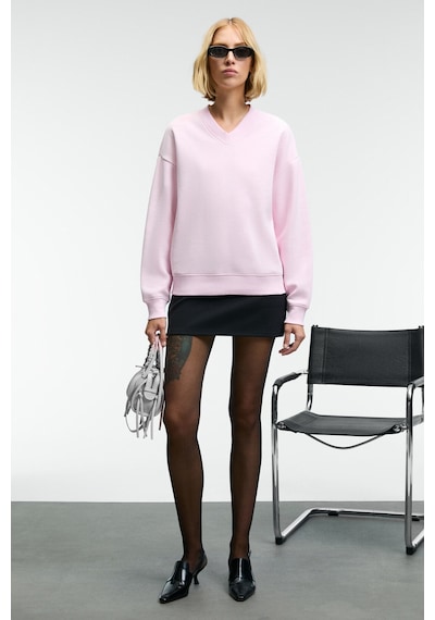 Grimelange ARINEL Kadın V Yaka Regular Fit Pembe Sweatshirt