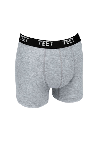Teet Premium Erkek Boxer10'Lu Set Pamuklu Düz Renk Tam Kalıp Siyah Gri 001