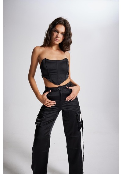 Holly Lolly Crop Model Balenli Saten Maddy Büstiyer Siyah