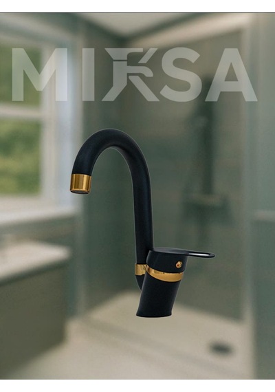 Lüx Siyah-gold Baston Borulu Banyo Lavabo Bataryası, Musluğu, Çift Su Girişli