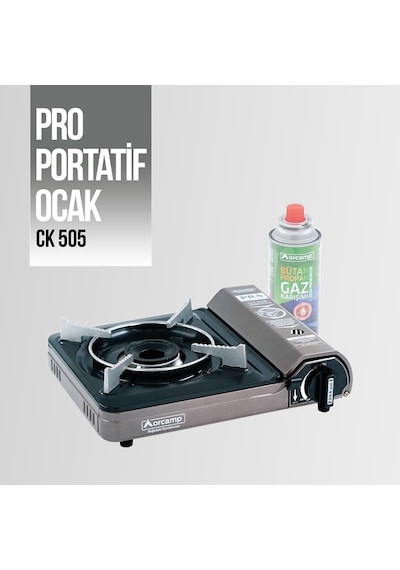 Orcamp CK-505 Tekli Portatif Kamp Ocak Gaz Stop Emniyetli Kahverengi