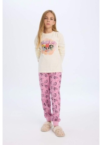 DeFacto Kız Çocuk Pijama Takımı PowerPuff Girls Uzun Kollu Üst Uzun Alt D2776A824AUER103