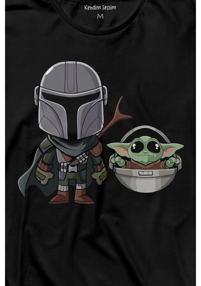 Baby Yoda Mando Figür The Mandalorian Bebek Yoda Star Wars Uzun Kollu Tişört Baskılı T-shirt 001