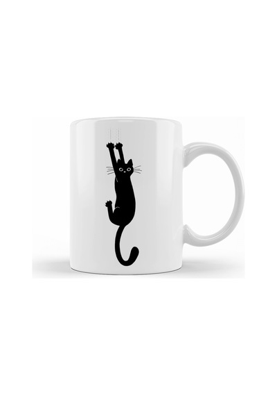 Yaramaz Kedi Black Cat Holding Kupa Bardak Porselen Karışık