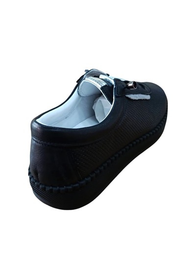 Lourenza 4018 Kadın Hakiki Deri Lastikli Comfort Ayakkabı Siyah Krem