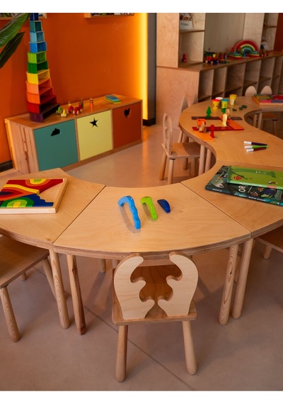 Woodnjoy Sekiz Parçalı Yuvarlak Grup Etkinlik Masası 16 Kişilik Kahverengi