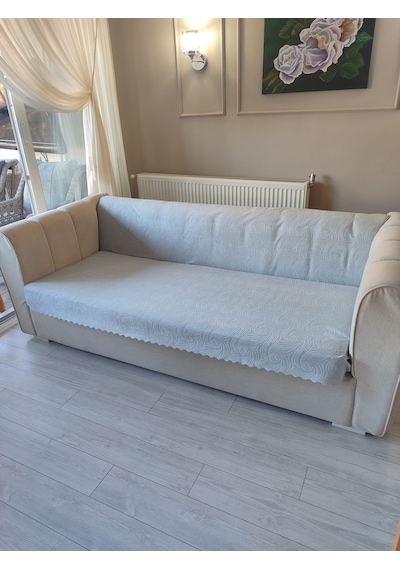 Koltuk Örtüsü Kaymaz 170x210 Gofreli Açık Gri