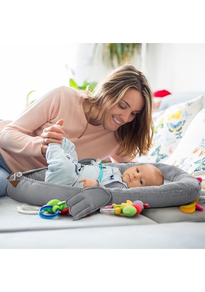 Melek Kanatlı Babynest Bebek Yatağı-gri, İlk Yatağım, Oyuncak Barlı Bebek Yuvası