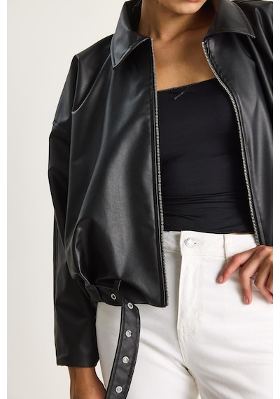 Shade Kadın Oversize Tokalı Deri Ceket 3137 60284058 - Siyah