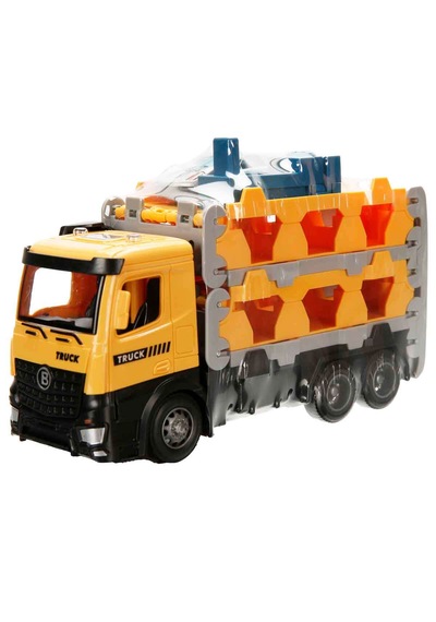 Maxx Wheels Sürtmeli Taşıyıcı Kamyon Fırlatıcılı Araçlı Açılıp Kapanabilen Taşıyıcı Tır Sarı