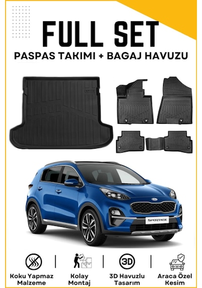 Kia Sportage 2016 Model Birebir Uyumlu Bagaj Havuzu+paspas Seti