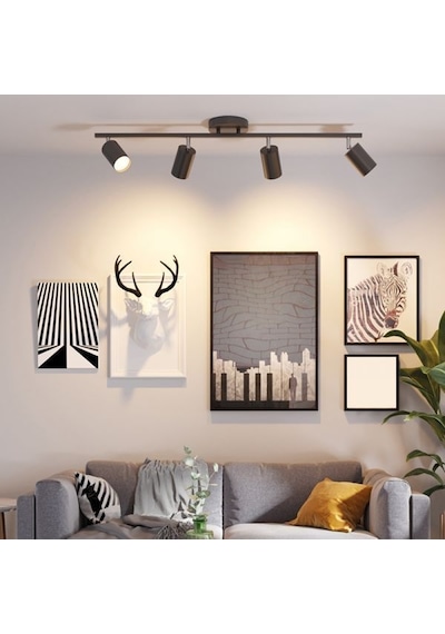 Rsylight Retro Siyah180 Derece Hareketli Modern Spor 4 Lü Led Spot Avize Günışığı Ampullü-rys901901096 Beyaz