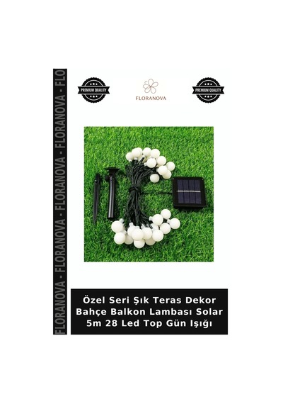 Özel Seri Şık Teras Dekor Bahçe Balkon Lambası Solar 5m 28 Led Top Gün Işığı