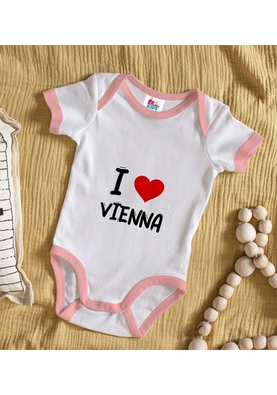 Bk Gift Bk Kids I Love Vienna Tasarımlı Pembe Bebek Body Zıbın - Model 1 12-18 Ay Sarı
