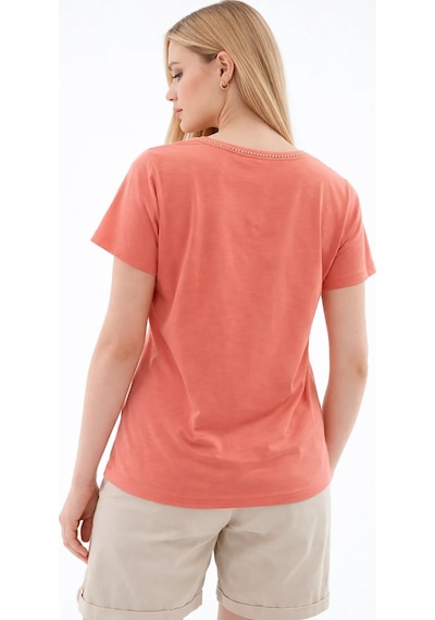 Fashion Friends V Yaka Kadın T-shirt 26y0478k1 Kiremit