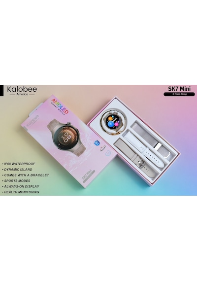 Kalobee SK7 Mini Amoled Ekran 3 Kordonlu Akıllı Saat- İthalatçı Garantili