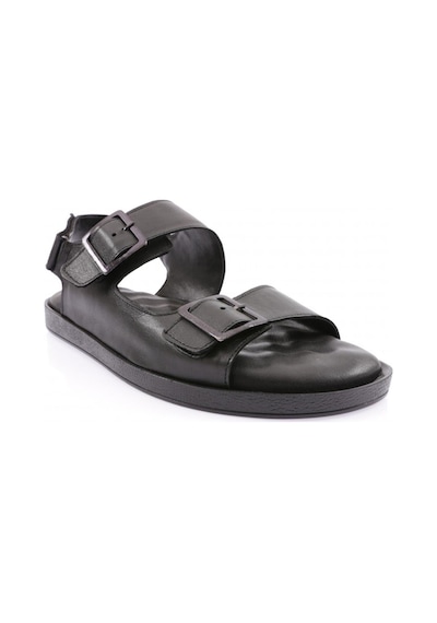 Dgn 2011-22y Erkek Üzeri Çift Kemer Tokli Sandalet 2011-2107-R1534 Siyah