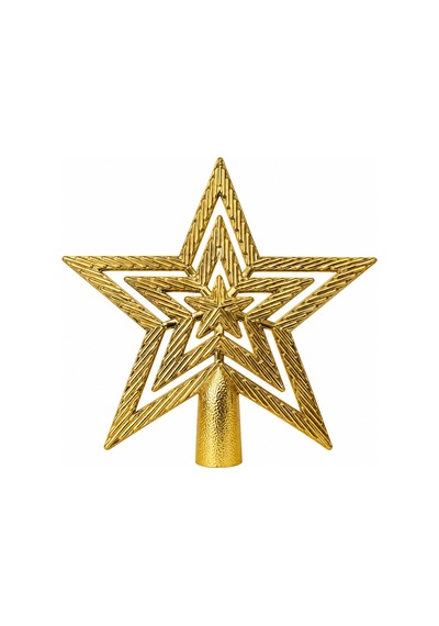 Bakgelal Lüks Yılbaşı Çam Ağacı Tepeliği - 15 Cm İç İçe Katmanlı Desenli Gold Altın Parlak Yıldız Ağaç Süsü - 9025160512638 Diğer