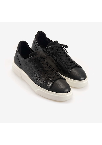 Kemal Tanca Erkek Eva Taban Hakiki Deri Bağcıklı Spor & Sneaker Ayakkabı S505 siyah
