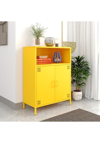 Pera Metal Dolap 2 Kapılı, Açık Raflı 80,50 X 40 X 109,50 Cm - Ral 1018 Sarı