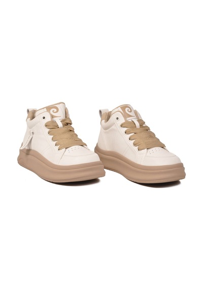 Pierre Cardin Beyaz Bilek Boy Kaymaz Taban Kadın Bağcıklı Sneaker 11517 G