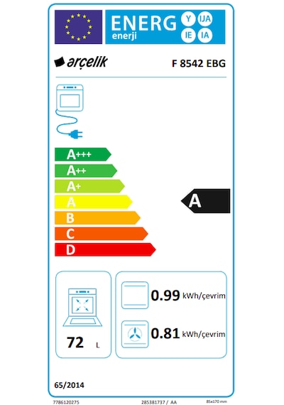Arçelik F 8542 EBG 72 L Ocaklı Fırın