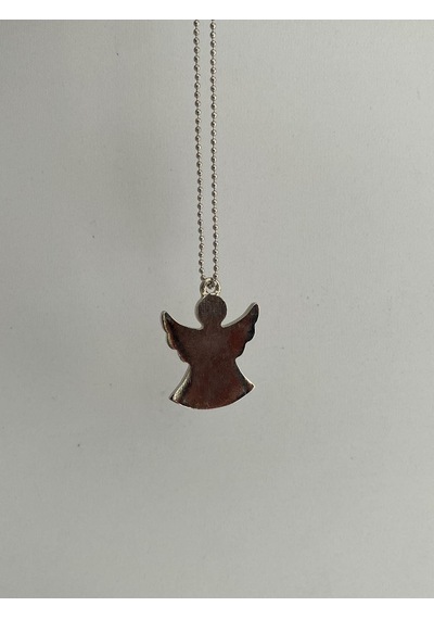 Melek Figürlü Çelik Kolye 35,5x28 Mm 1 Adet Beyaz