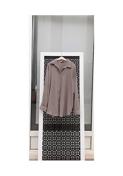 Çınar Boutique Bürümcük Gömlek Kahverengi Kahverengi