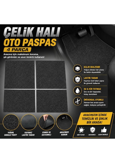 Çelik Oto Halı Paspası Altı Kauçuk Kaymaz Taban