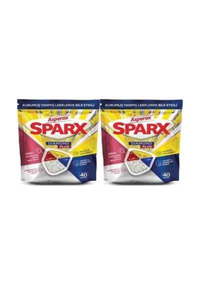 Asperox Sparx Diamond Plus Bulaşık Makinesi Tableti 40 Lı- 2 Paket