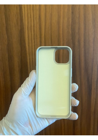 Apple iPhone Uyumlu 13/14 Leopar Baskılı İçi Kadife Silikon Telefon Kılıfı Krem